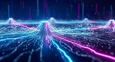 Abstract Digital Data Flow and Network Connections on a Futuristic Technology Background