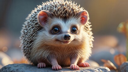 針を立てた姿も愛らしい、癒しのハリネズミキャラクターイラスト