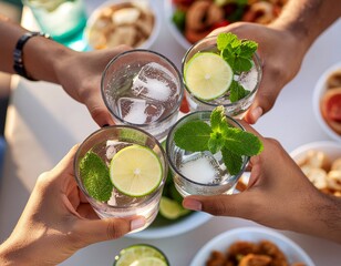 Entrepreneurs Toasting with Refreshing Drinks at Outdoor Party