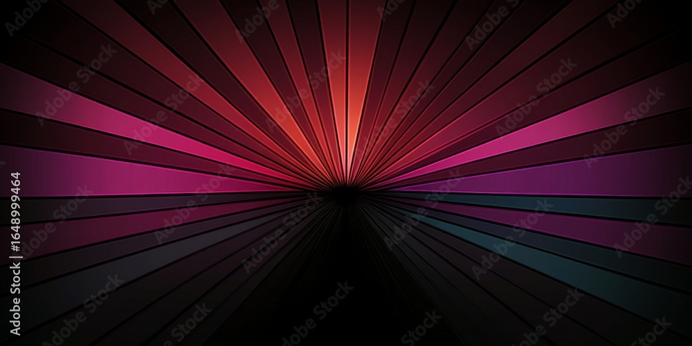 Canvas Prints abstract radiating beams on black surface with warm gradients background for modern presentation