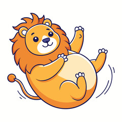 lion cartoon waving
