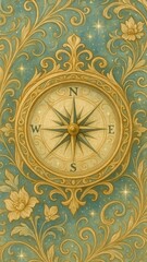 Vintage ornate compass illustration