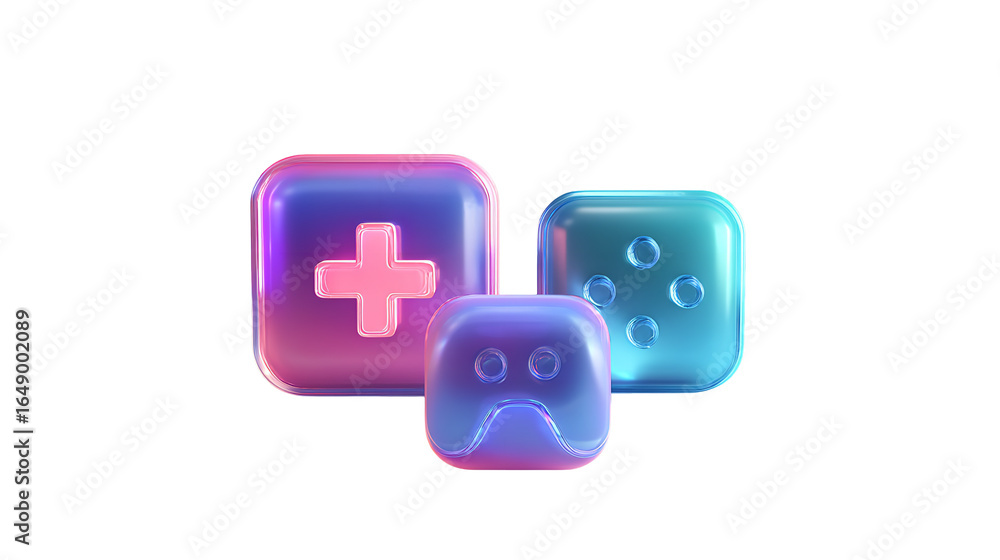 Poster glossy colorful abstract shapes for design elements on transparent background