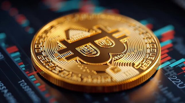 Digital Gold: Bitcoin glimmers against the backdrop of market charts, a tangible symbol of the decentralized finance revolution. A captivating image of digital wealth.