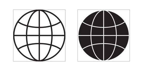 Globe world icon. Globe icon symbol set. Globe earth icons. Web icon set vector illustration stroke and fill.