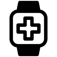 Health monitoring. Outlined stroke vector icon with black-filled details.