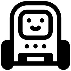 Care robot. Outlined stroke vector icon with black-filled details.
