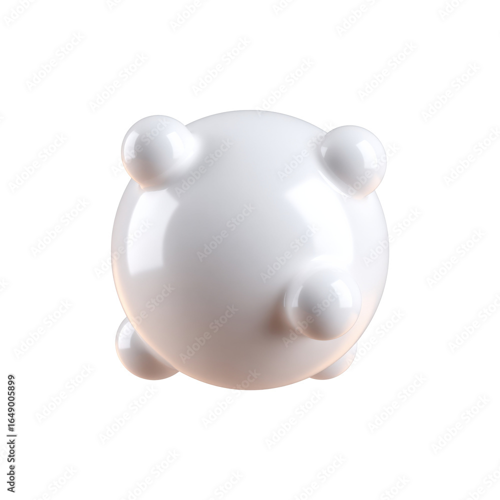 Poster Abstract Spherical Object With Protrusions. Modern Art And Design Element Isolated On Transparent Background