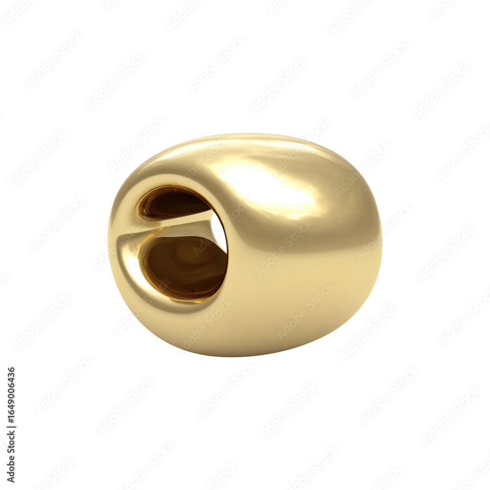 Poster golden abstract sculpture with smooth curves. modern art and design element isolated on transparent 