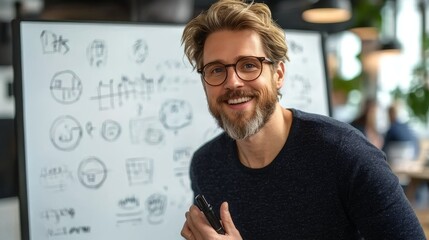 Positive specialist leading a workshop to develop innovative project ideas and creative schemes.