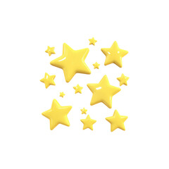 Fototapeta premium Yellow 3D Stars. Symbol Of Achievement And Creativity In Design Isolated On Transparent Background