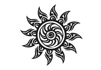 Obraz premium Stylized Sun Graphic Abstract Black and White Sunburst Design on transparent background