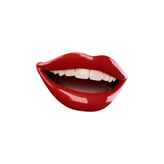Fototapeta premium Red Lips With Teeth. Symbol Of Beauty, Fashion, And Expression Isolated On Transparent Background