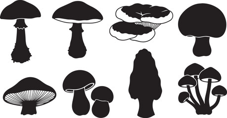 Wild Mushrooms Silhouettes Set