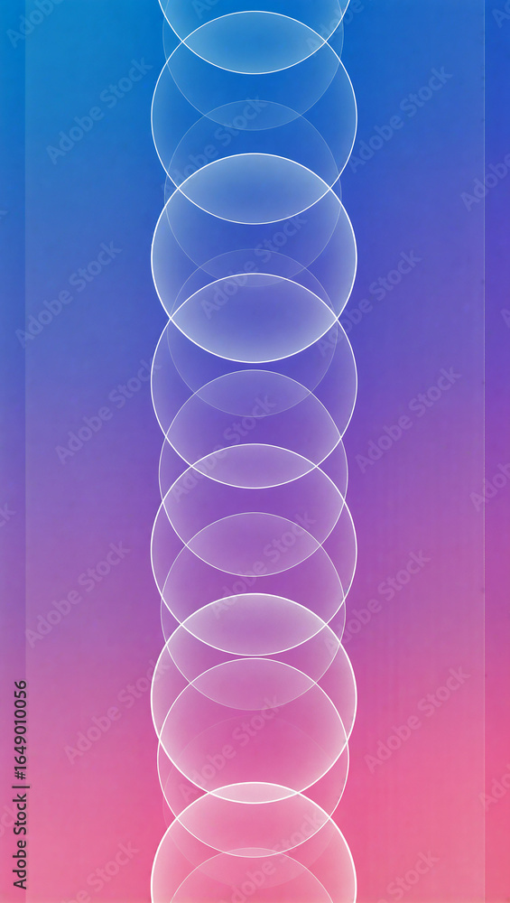 Poster circles cascading in a vibrant gradient over a calm background
