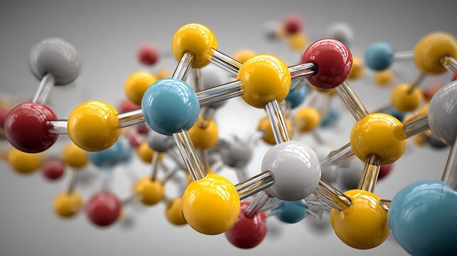 A 3D rendering of a complex chemical structure - Powered by Adobe