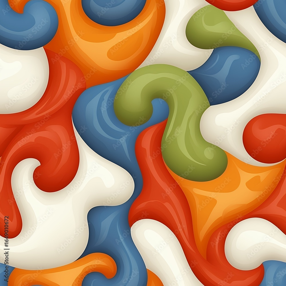 Poster colorful abstract seamless pattern with flowing organic shapes in dynamic arrangement