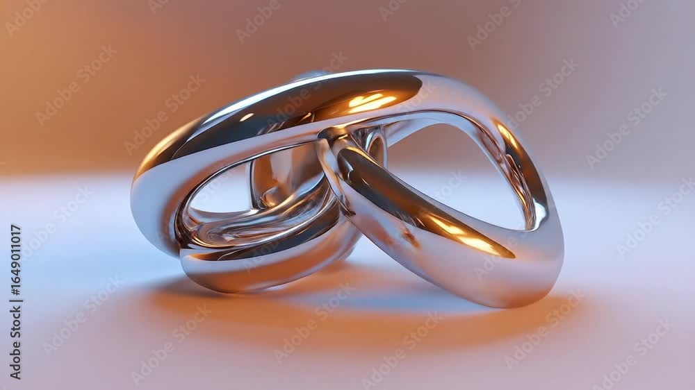 Aufkleber chrome knotted structure reflective metal loop artistic design on white surface abstract geometry wi