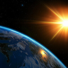 Fototapeta premium High-quality view of Earth's horizon at sunrise Generative AI