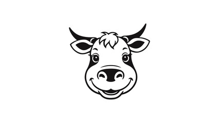 happy and funny smiling cow face shape vector illustration in cartoon style