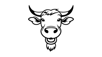 smiling happy cow face shape on white background