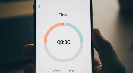 Mobile Phone Timer App Showing 8 Minutes and 30 Seconds Remaining for Task Management and Time Blocking Techniques