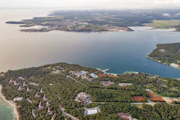 Aerial drone view of Istria coastline in Croatia.