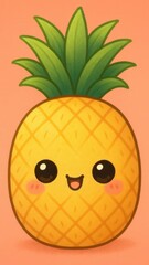 Cute pineapple cartoon wallpaper.