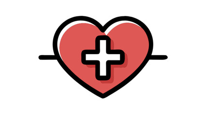 Obraz premium Heart health medical plus sign icon vector illustration for healthcare and emergency service design concept
