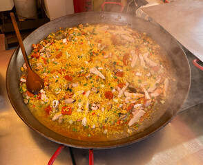 Traditional Spanish Paella Cooking at The European Street Market