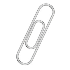 Illustration of shiny metal paperclip for organizing documents isolated on transparent background