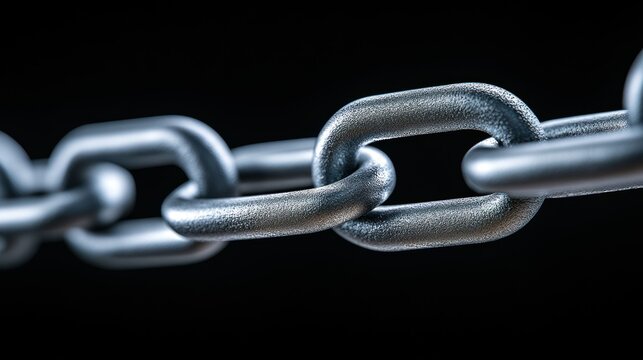 Close-up of Metal Chain Links: Strength, Unity, and Connection