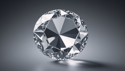 A 3D illustration showcases a unique glass gem with impressive light reflections