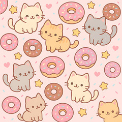 seamless pattern with funny cats