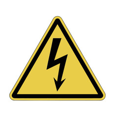 High voltage warning sign in yellow triangle for electrical safety in industrial environments