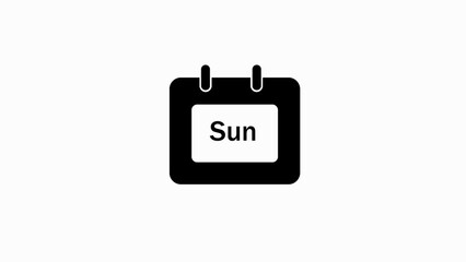 Black calendar icon showing Sunday on white background