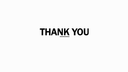 Black text thank you with underline on white background