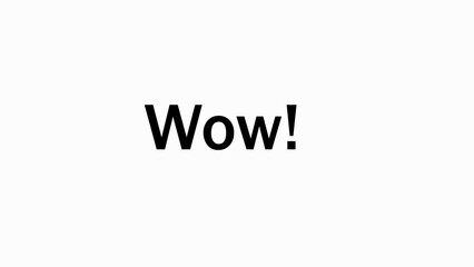 Black Wow text on white background exclamation surprise