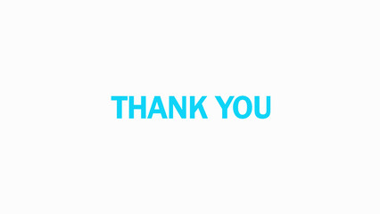 Cyan text thank you on white background typography
