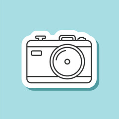Camera sticker icon in flat style. Photography equipment vector illustration on isolated background. Photo sign business concept.