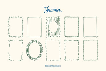 Minimalist hand drawn vector frames collection