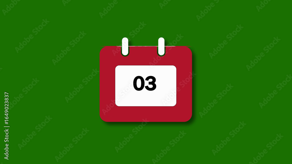 Poster red calendar icon displaying the third day date number