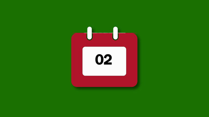 Red calendar icon showing the second day date number