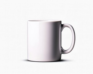 Fototapeta premium Plain white mug, slightly off-white, simple design, smooth surface, studio shot