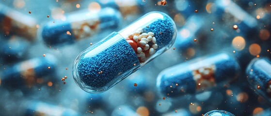 Microscopic View of Colorful Medicine Capsules