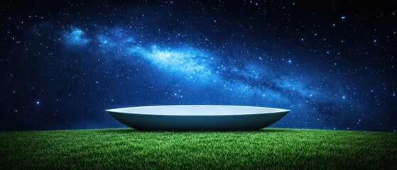 Night Sky Serenity: A Futuristic Vessel Under the Milky Way