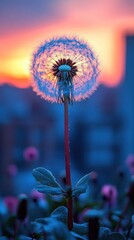 Sunset Dandelion: A Serene Moment Captured