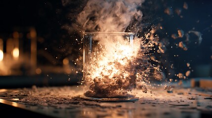 A chemical reaction caught mid-spark in ultra detail 
