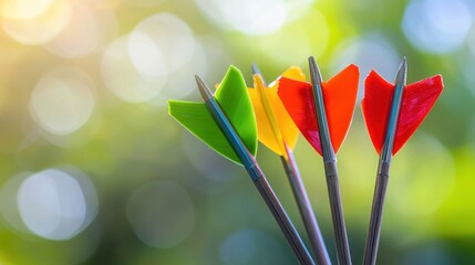 Colorful Arrows: Aiming for Success in a Lush Green Setting