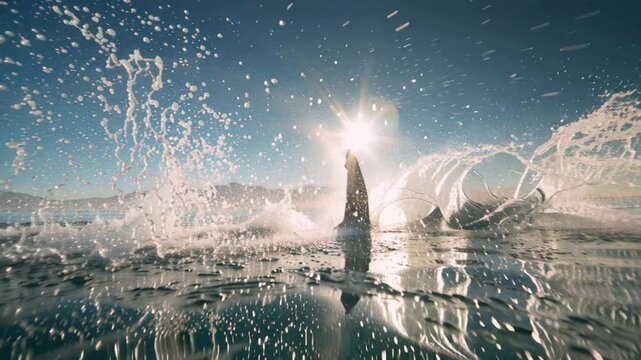 A stunning view of a shark breaching the surface showcasing the thrill of wildlife in its natural habitat.